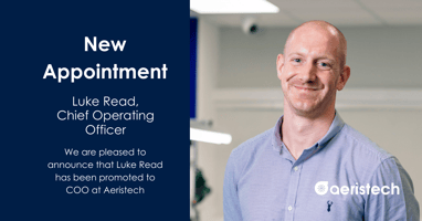 Image of Luke Read with text announcing his promotion to COO of Aeristech